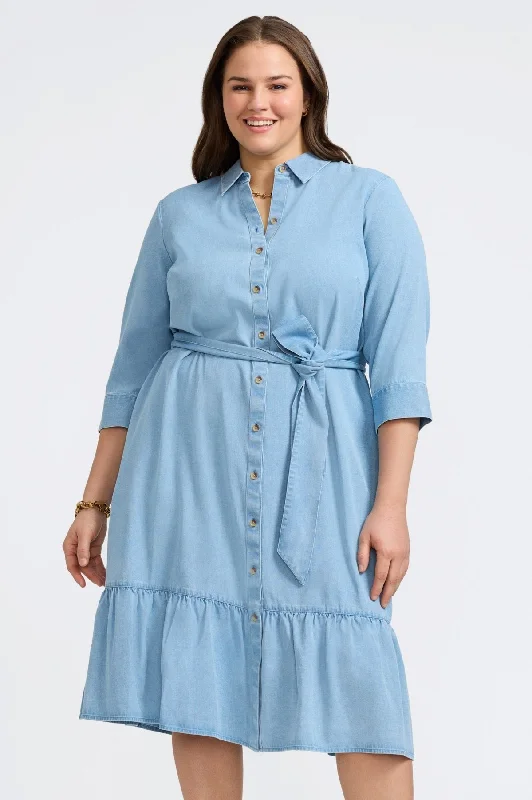 casual midi dressesIvy Plus Tencel® Denim 3/4 Sleeve Midi Dress