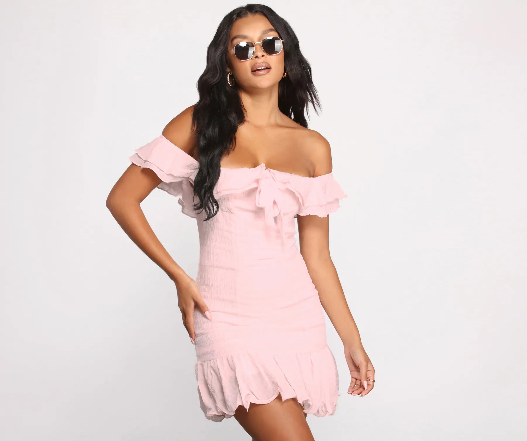 casual Mimi dresses onlineRomanced in Ruffles A-Line Mini Dress