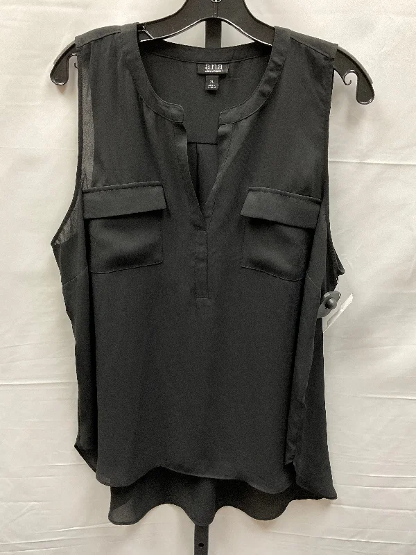 women's tops with embroidery detailsBlack Top Sleeveless Ana, Size Xl