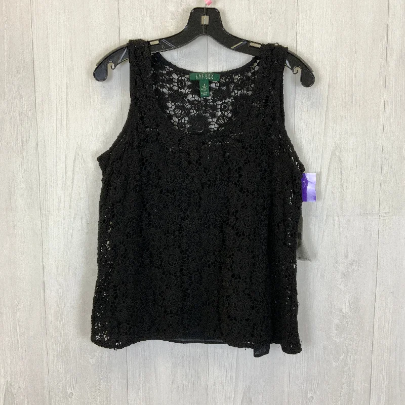 women's tops for those who want to create outfits that are both trendy and timelessBlack Top Sleeveless Lauren By Ralph Lauren, Size L