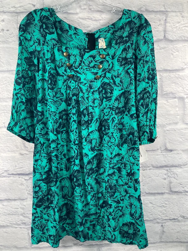 women's ruffle dressesBlue & Green Dress Designer Maeve, Size Xs