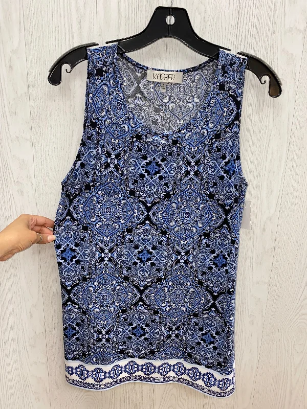 women's tops with geometric patternsBlue Top Sleeveless Basic Kasper, Size S