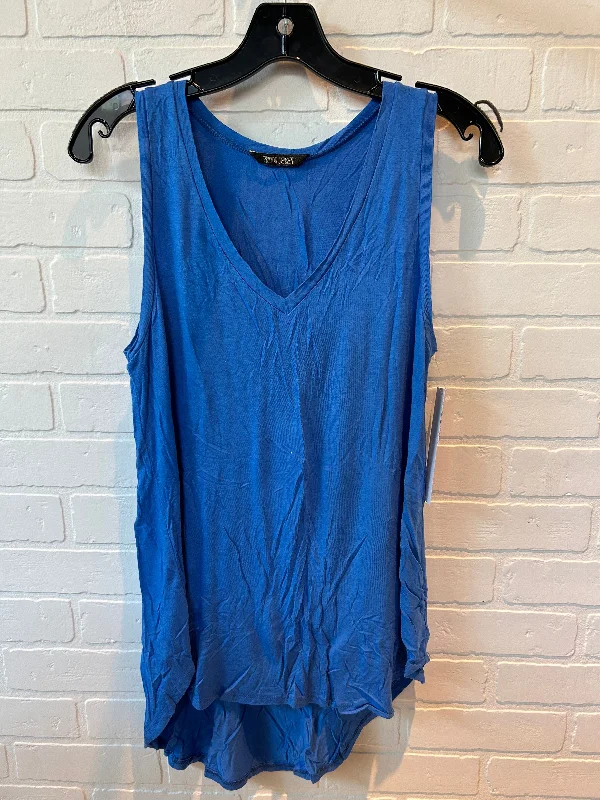 women's tops with unique designsBlue Top Sleeveless Basic Peyton Jensen, Size M