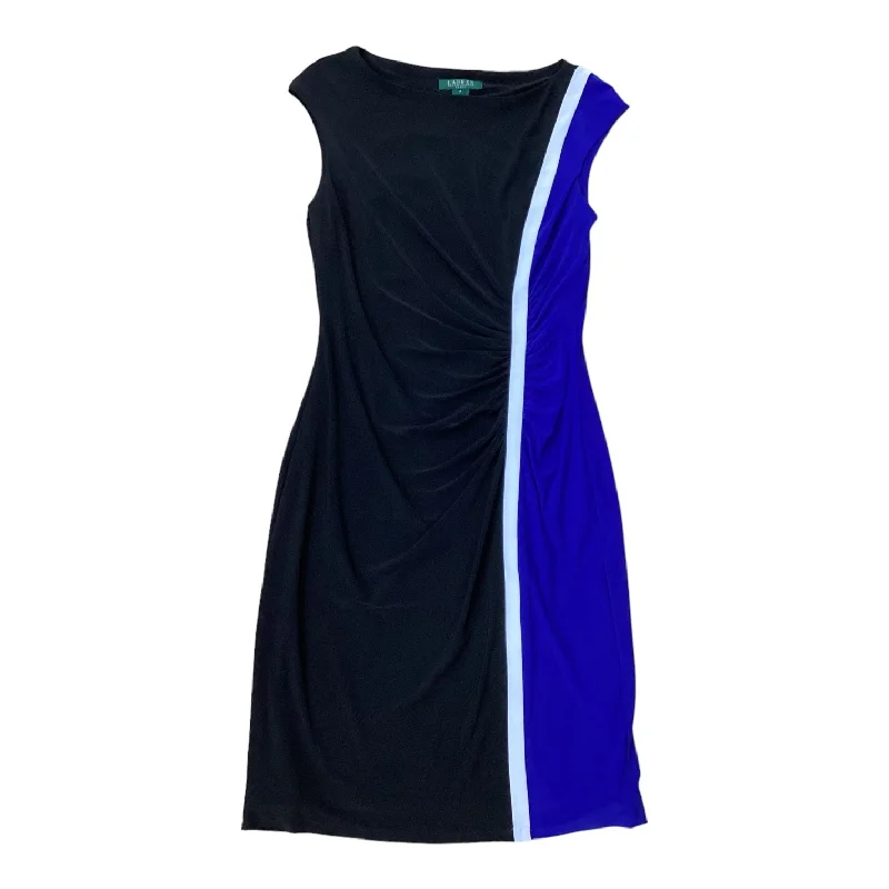 women's wedding guest dressesDress Designer By Lauren By Ralph Lauren In Black & Blue, Size: 8