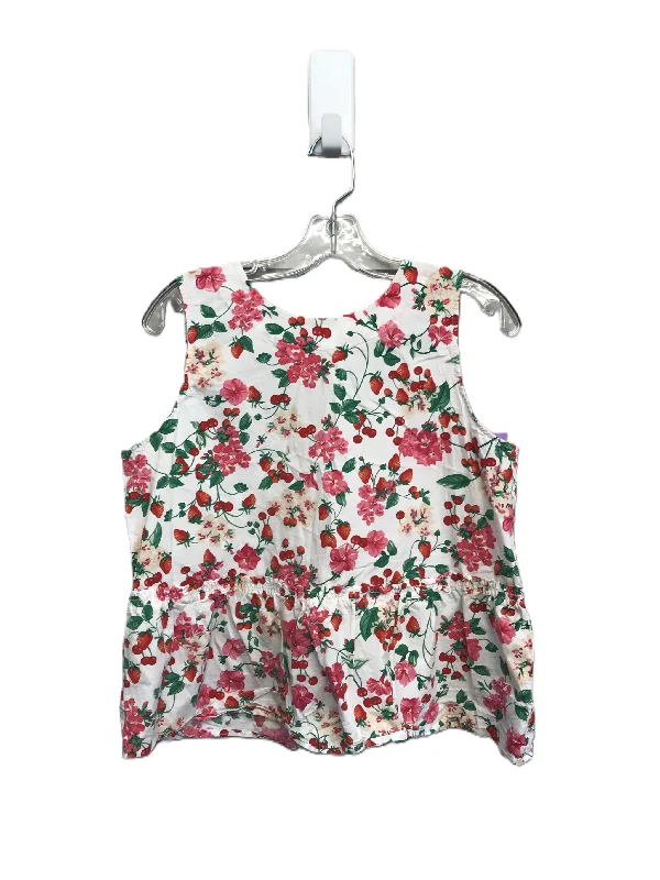 cropped women's topsFloral Print Top Sleeveless By Ann Taylor, Size: L