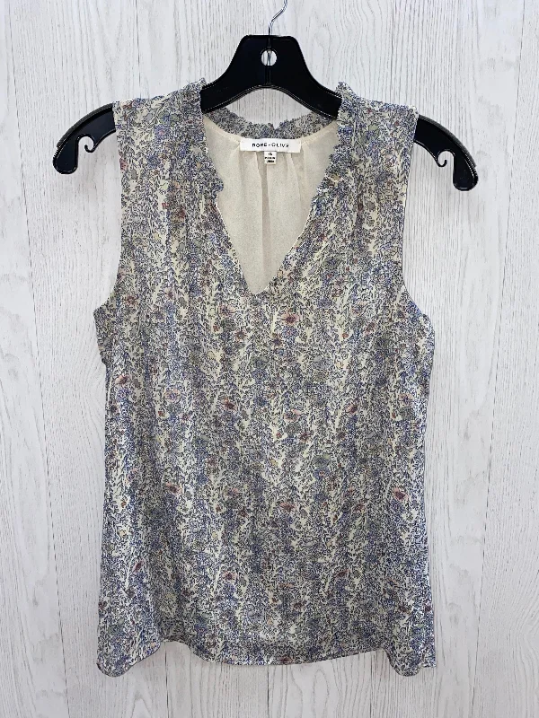 women's tops for those who want to invest in timeless piecesFloral Print Top Sleeveless Rose And Olive, Size Xs