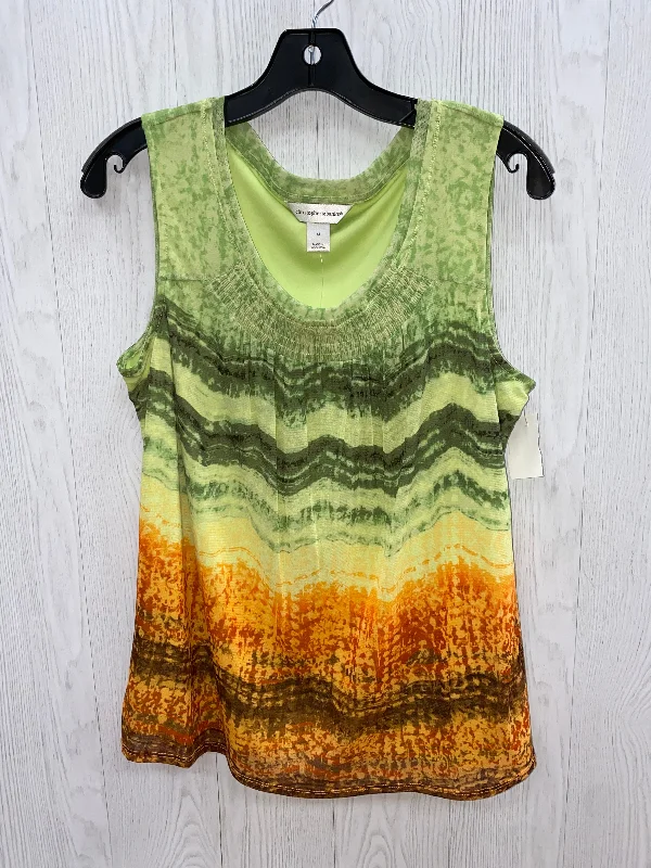 tank tops for womenGreen & Orange Top Sleeveless Christopher And Banks, Size M