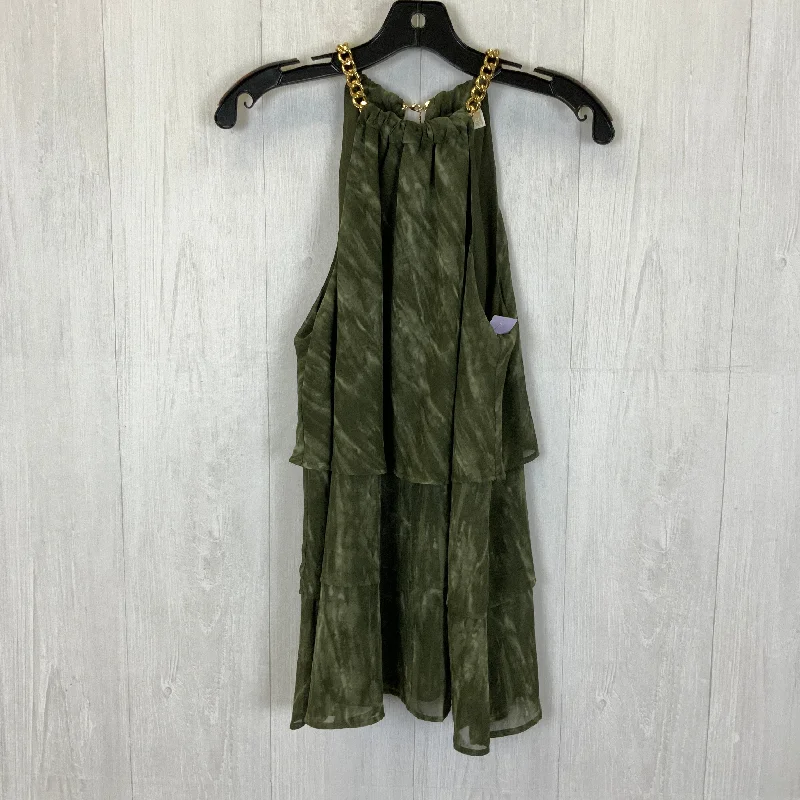 women's tops with spaghetti straps and deep V-necksGreen Top Sleeveless Michael By Michael Kors, Size L