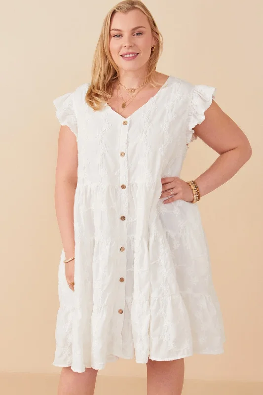 women's wrap dressesLaura Textured Floral Dress, Off White | Plus Size