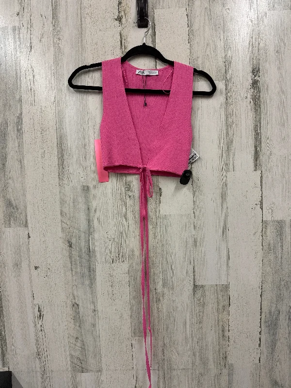 women's tops with cold-shoulder cutsPink Top Sleeveless Zara, Size S