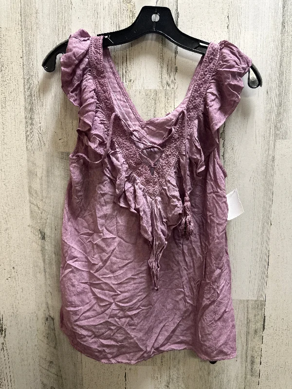 women's tops for everyday elegancePurple Top Sleeveless Entro, Size S