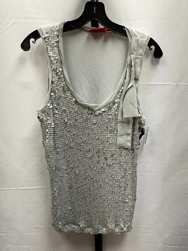 women's tops with sheer overlaysSilver Top Sleeveless New York And Co, Size M