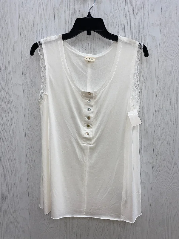 women's tops for statement-making outfitsWhite Top Sleeveless Basic Pol, Size S