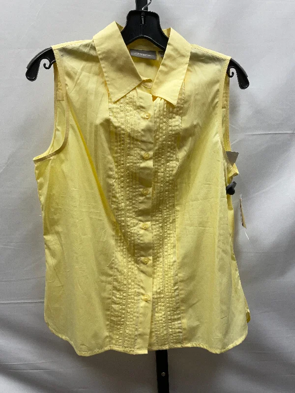 women's tops with sheer overlaysYellow Top Sleeveless Croft And Barrow, Size M