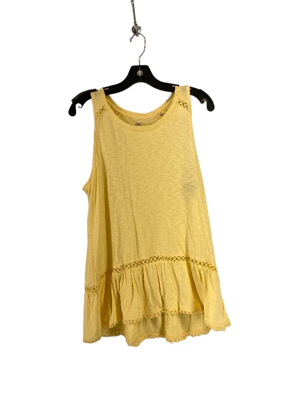 cozy women's tops for fall and winterYellow Top Sleeveless Dip, Size M