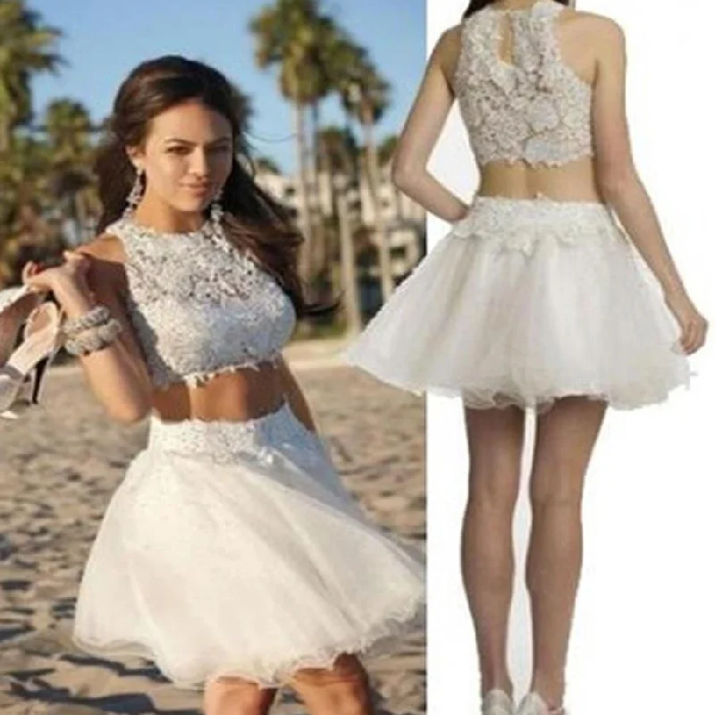 prom dresses for springPopular white lace two pieces tight country freshman homecoming prom gowns dress,BD0093