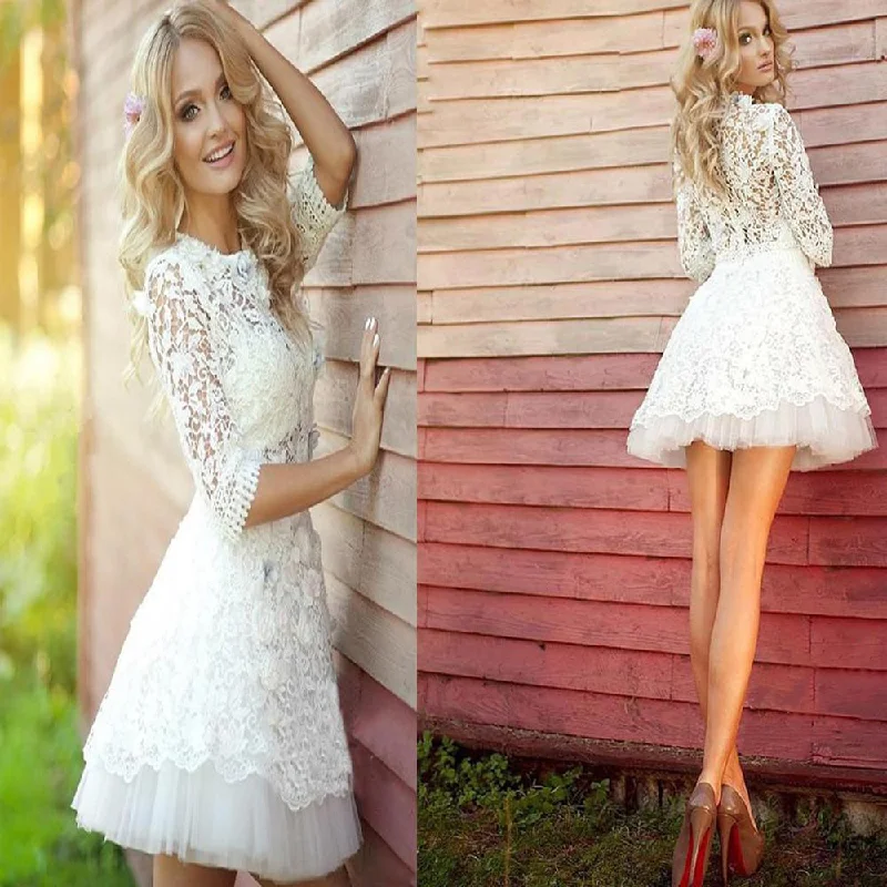 lace-up prom dressespopular long sleeve Lace see through cute homecoming prom dress,BD0001