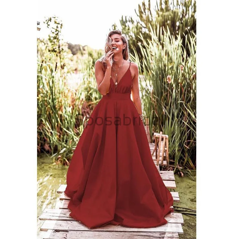 prom dress try-on ideasA-line Satin Spaghetti Straps Simple Formal Cheap Long Modest Prom Dresses PD1561