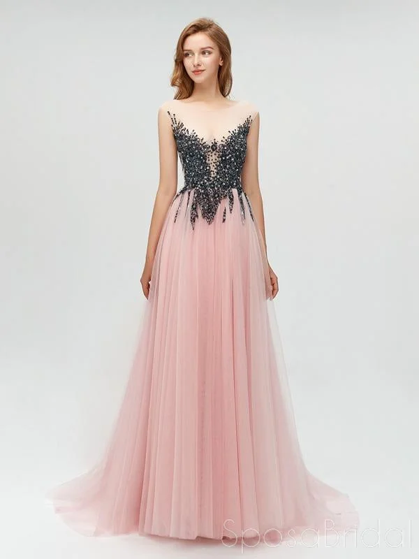 sequined prom dressesSparkly Unique Tulle  Modest Elegant Custom Free  Long Prom Dresses with Bead, PD0179