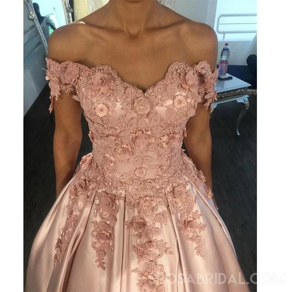 illusion sleeve prom dressesBlush Pink Women Off Shoulder Elegant Pretty Prom Dresses with Appliques ,PD1056