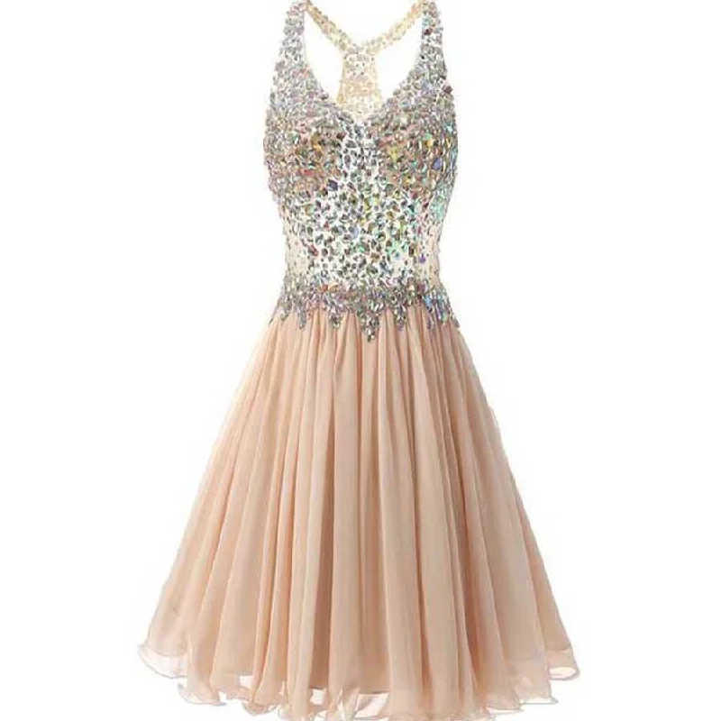 classic prom dressessparkly shinny vintage chiffon open back formal homecoming prom dress,BD0036