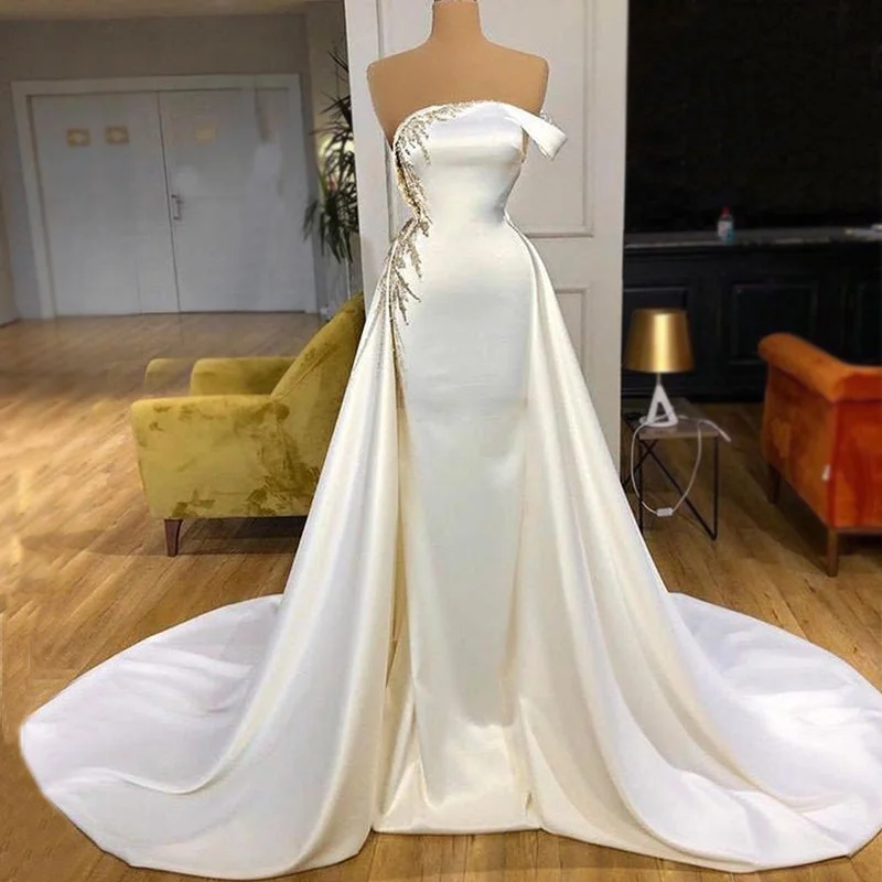 classic prom dressesCharming Off White Satin Gorgeous Mermaid Prom Dresses PD2359