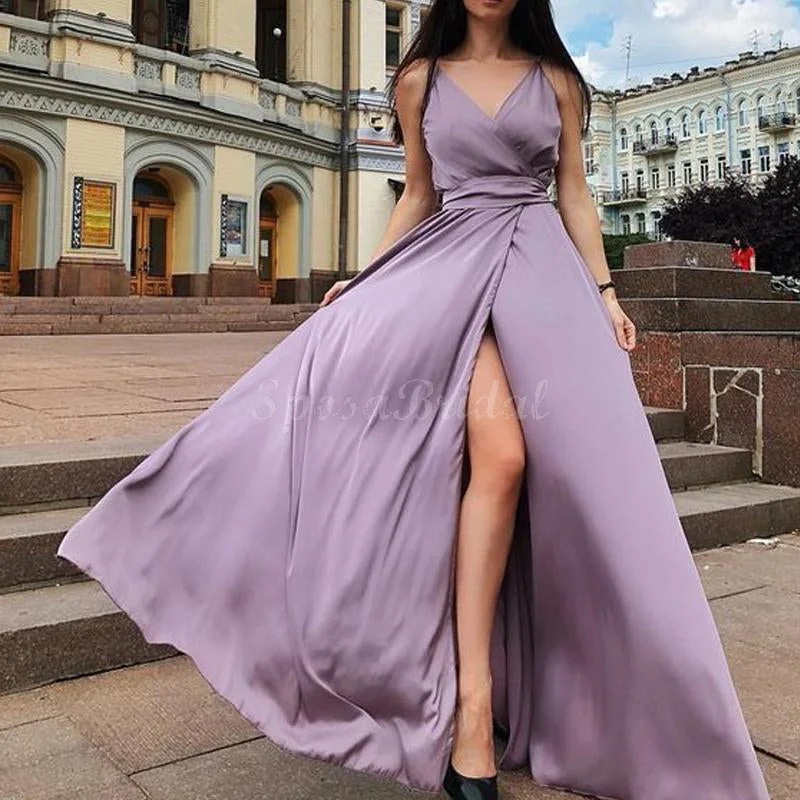 off-the-shoulder prom dressesCheap Red Simple Spaghetti Straps Side Slit Long Prom Dresses PD1424