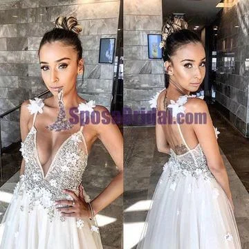 ready-to-wear prom dressesDeep V Neck Spaghetti Straps Sexy Prom Dresses, Most Popular Charming Prom dress, PD0695