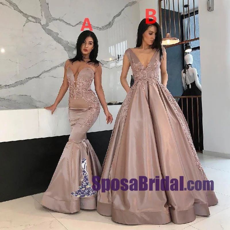 custom prom dressesElegant Formal Floor-Length High Quality Prom Dresses, V Neck Mermaid A-Line Prom Dress, PD0712