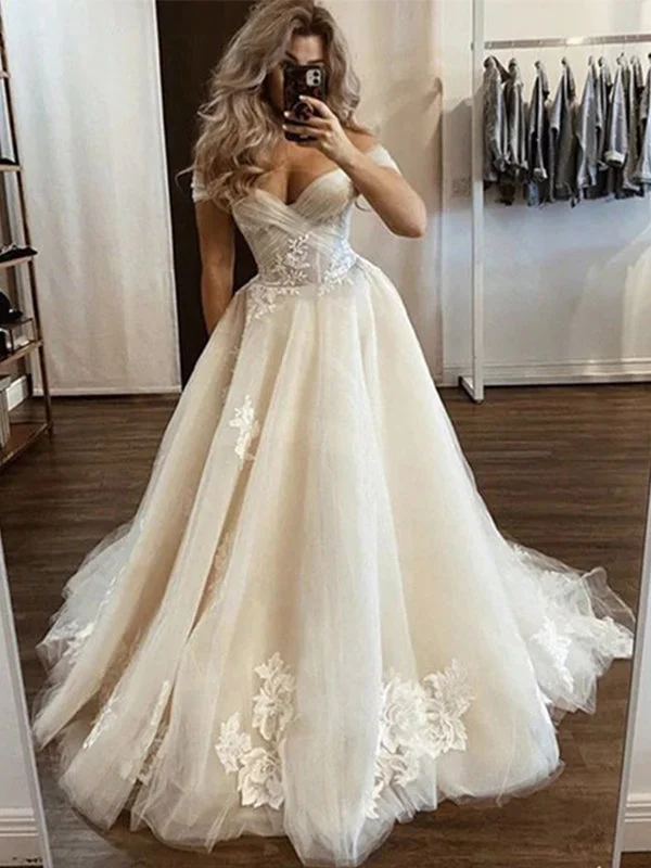 sweetheart neckline prom dressesElegant V-neck Off-shoulder A-line Lace Long Prom Dress Gown, PD3134