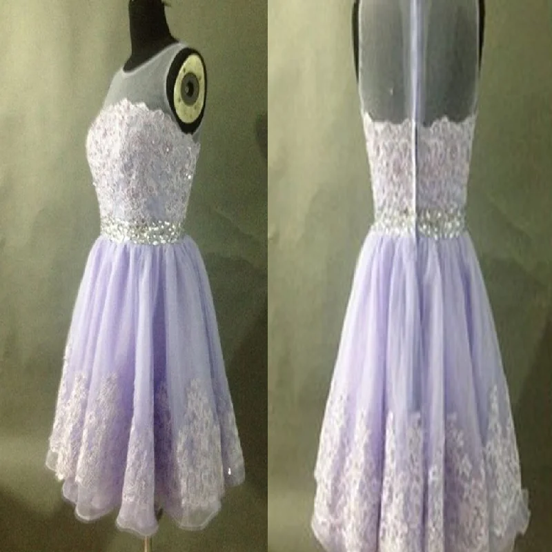 prom dress preservationLilac see through tulle cute appliques freshman homecoming prom dress,BD0027