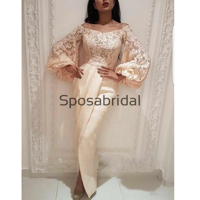 backless prom dressesLong Sleeves Lace Off the Shoulder Mermaid Formal Elegant Modestt Prom Dresses, Prom dress PD1884