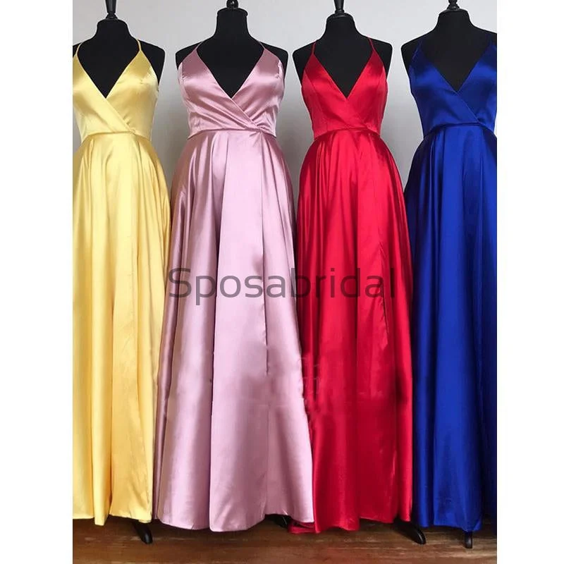 flutter sleeve prom dressesModest A-line Simple Cheap Straps Long Prom Dresses PD2114