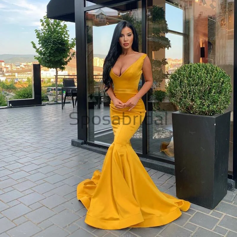 fitted prom dressesNew Arrival Fashion Sleeveless Mermaid Gold Elegant Formal Prom Dresses PD2065