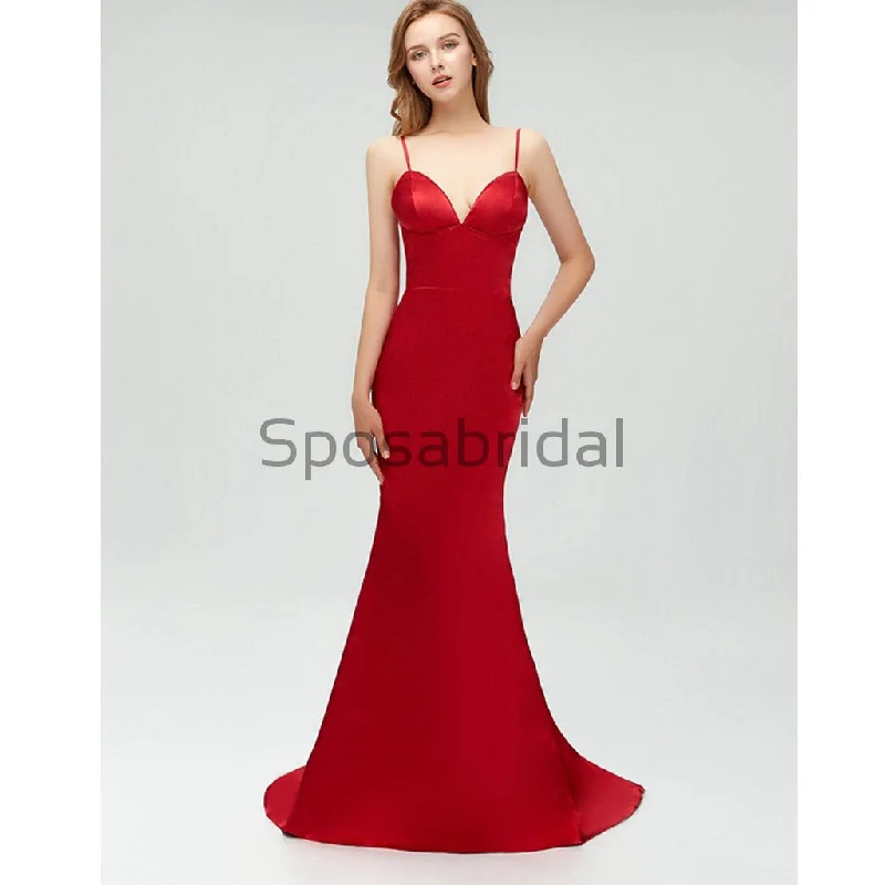 prom dresses for tall girlsRed Modest Elegant Modest Simple Popular Formal Long Prom Dresses, PD1327