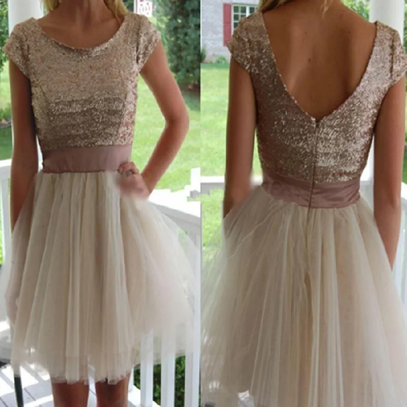 prom dresses with beaded accentsSequin charming with sleeve plush size casual homecoming prom gown dress,BD0091