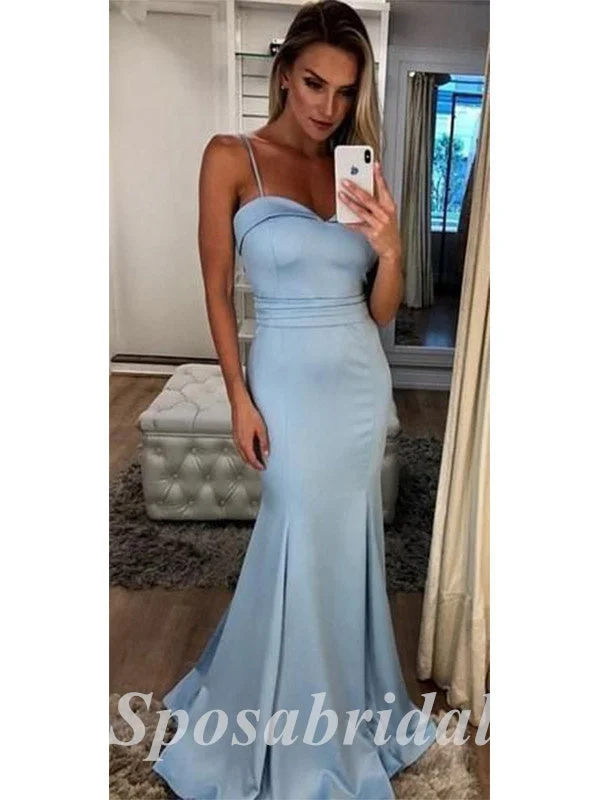 prom dresses for winterSexy Satin Spaghetti Srtraps V-Neck Sleeveless Mermaid Long Prom Dresses, PD3597