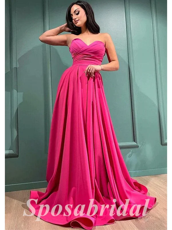 maxi prom dressesSexy Satin Sweetheart Sleeveless A-Line Long Prom Dresses, PD3624