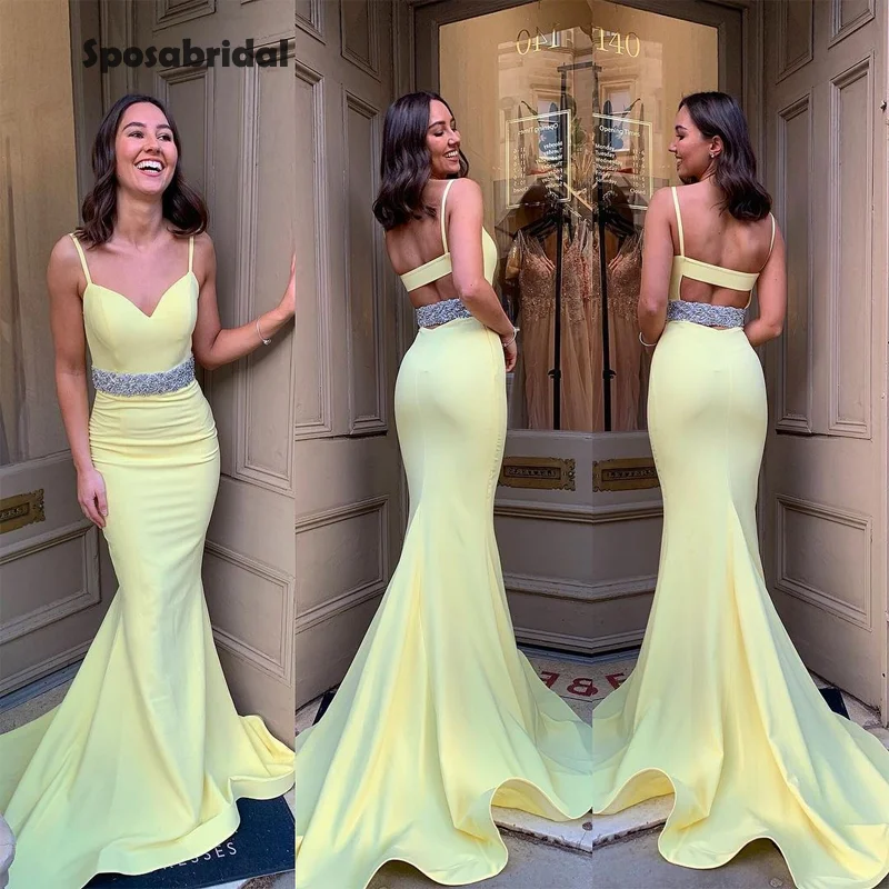 prom dresses for apple shapesSexy Sweetheart Spaghetti Strap Mermaid Elastic Satin Prom Dresses, PD3009