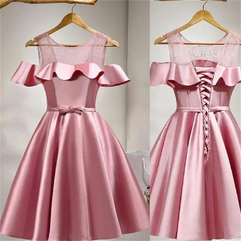 two-piece prom dressesSimple Unique Short Prom Dress, Junior Graduation  A-line Elegant Homecoming Dress, PD0350