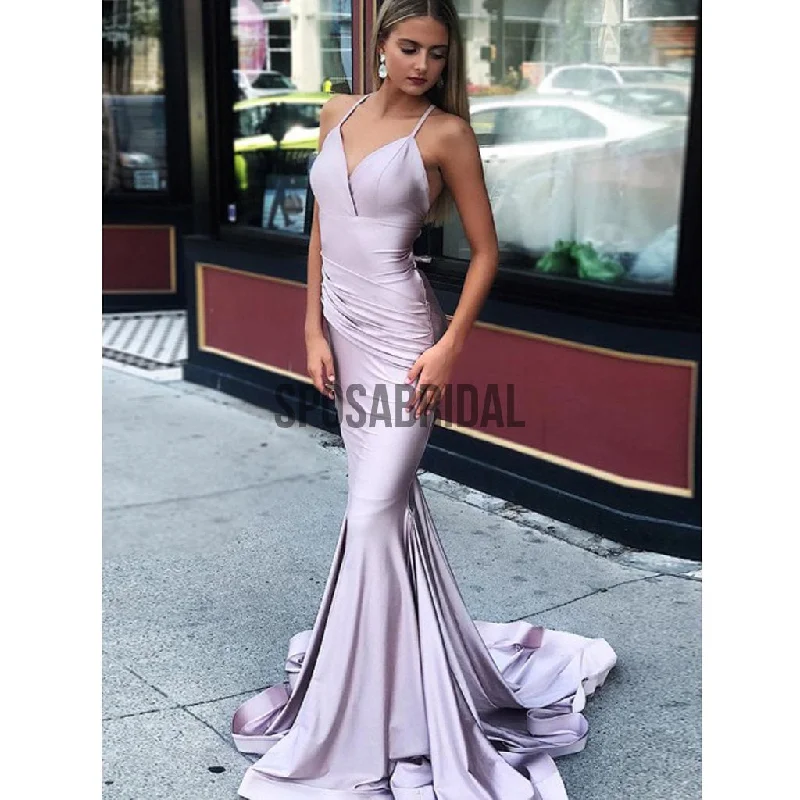 silk prom dressesSpaghetti Straps Mermaid Elegant Long Prom Dresses PD2283