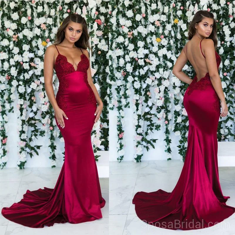 modern prom dressesSpaghetti Straps Mermaid Sexy Modest Simple Long Fashion Tren 2019 Prom Dresses with lace, PD1217