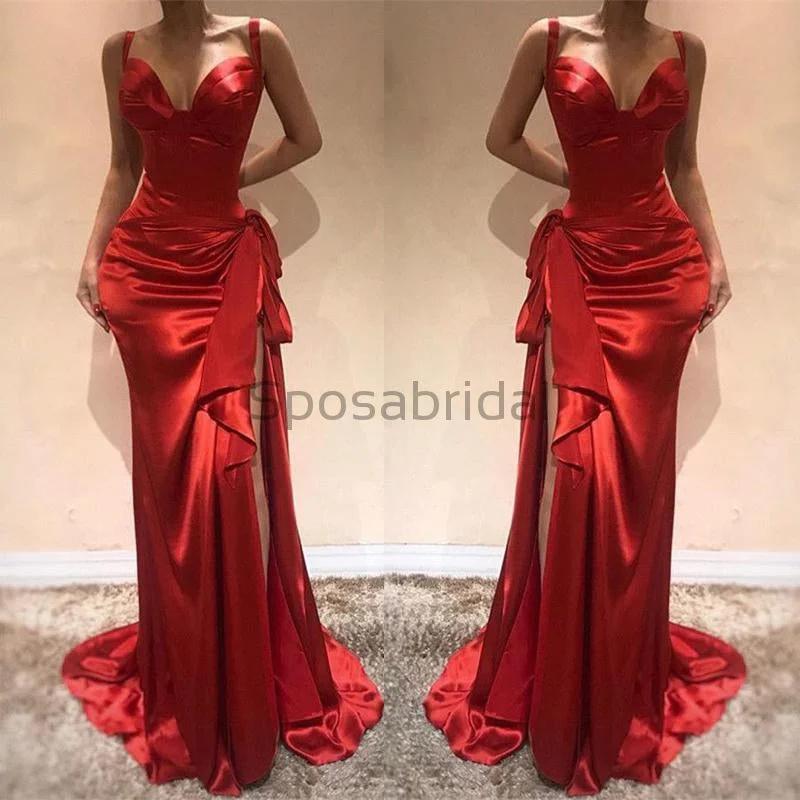 elegant prom dressesUnique Design Red  Satin Simple Fashion Modest Mermaid Prom Dresses PD1460